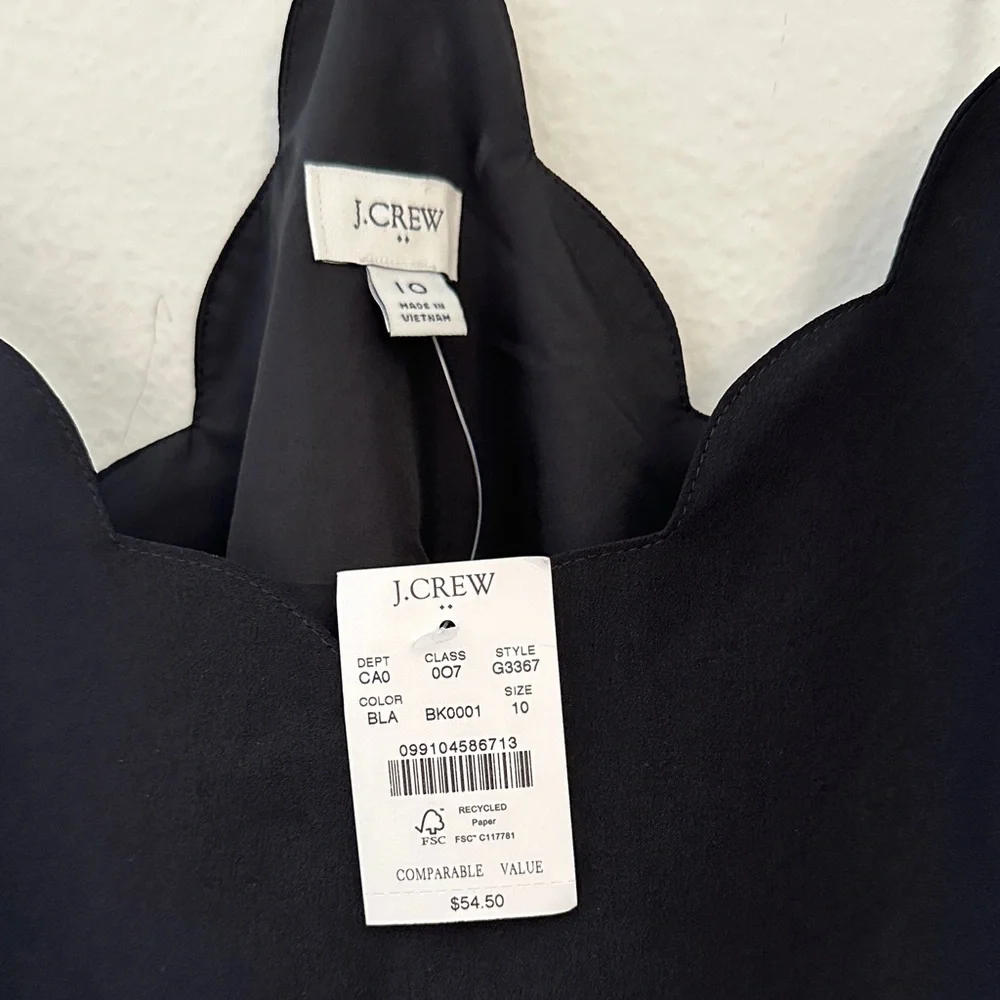 J. Crew Black Scallop-Edge Camisole